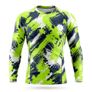 Custom Compression Shirt – Neon Brush Strokes Neon green and navy brush stroke compression shirt