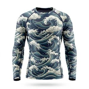 Custom Compression Shirt – Japanese Wave Japanese wave print long sleeve compression shirt