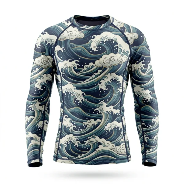 Custom Compression Shirt – Japanese Wave Japanese wave print long sleeve compression shirt