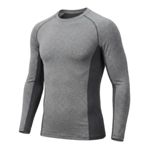 Custom Compression Shirt – Grey & Charcoal Panel Grey and charcoal panel long sleeve compression shirt