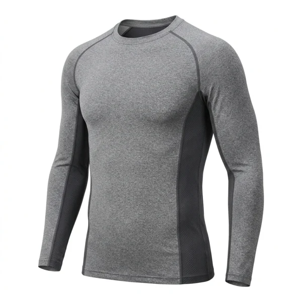 Custom Compression Shirt – Grey & Charcoal Panel Grey and charcoal panel long sleeve compression shirt