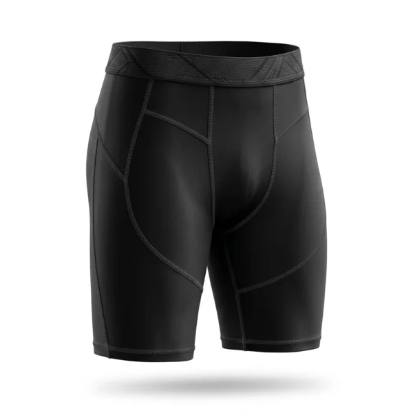 Black compression shorts with contour seams