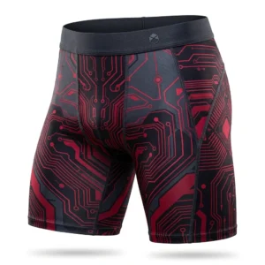 Custom Compression Shorts – Red Circuit Board Red circuit board print compression shorts