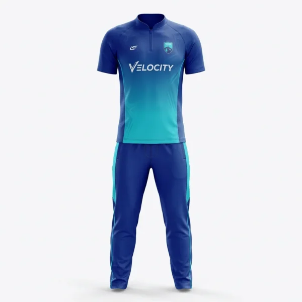 Blue and aqua fade T20 cricket uniform