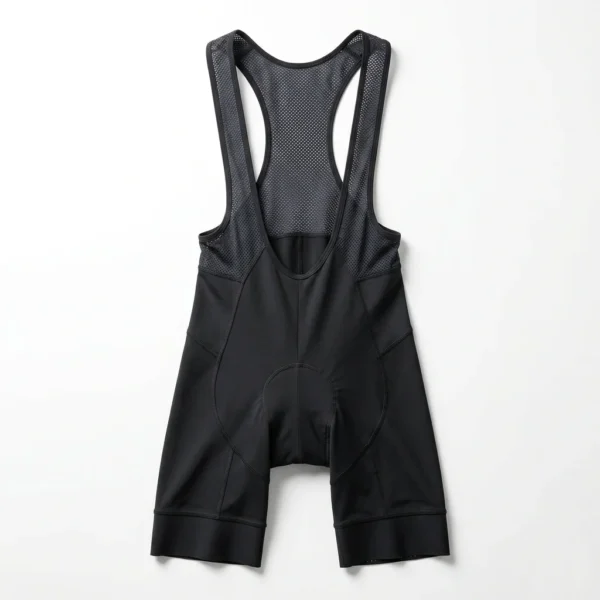 Black pro cut cycling bib shorts with mesh back