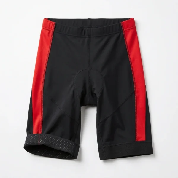 Black cycling shorts with red side panels