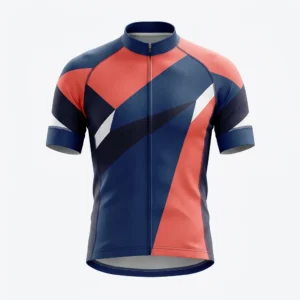 Navy and coral diagonal cycling jersey