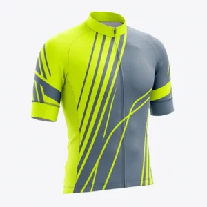 Volt yellow and grey stripe cycling jersey