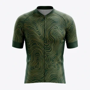 Dark green topographic map cycling jersey