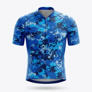 Blue digital camo cycling jersey