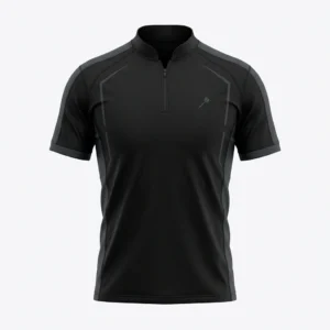 Black minimal quarter zip dart shirt