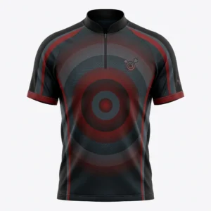 Black and red bullseye target dart jersey