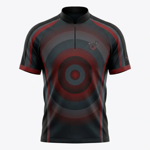 Black and red bullseye target dart jersey