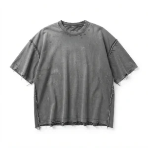 Grey raw edge washed t-shirt