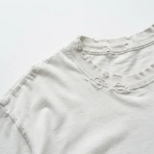 White distressed t-shirt detail