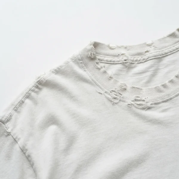 Custom Distressed T-Shirt – White Distressed Detail White distressed t-shirt detail