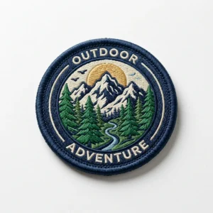 Custom Embroidered Patch – Outdoor Adventure Mountains Outdoor adventure mountain round embroidered patch