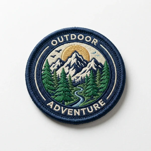Custom Embroidered Patch – Outdoor Adventure Mountains Outdoor adventure mountain round embroidered patch