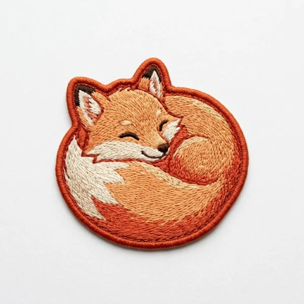 Sleeping orange fox embroidered patch
