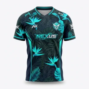 Teal tropical leaf esports jersey