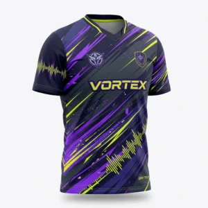 Purple and yellow vortex esports jersey