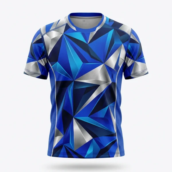 Blue and silver crystal geometric esports jersey
