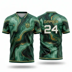 Green marble esports jersey front and back with gamertag