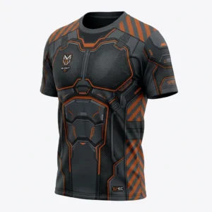 Charcoal and orange tech armour esports jersey