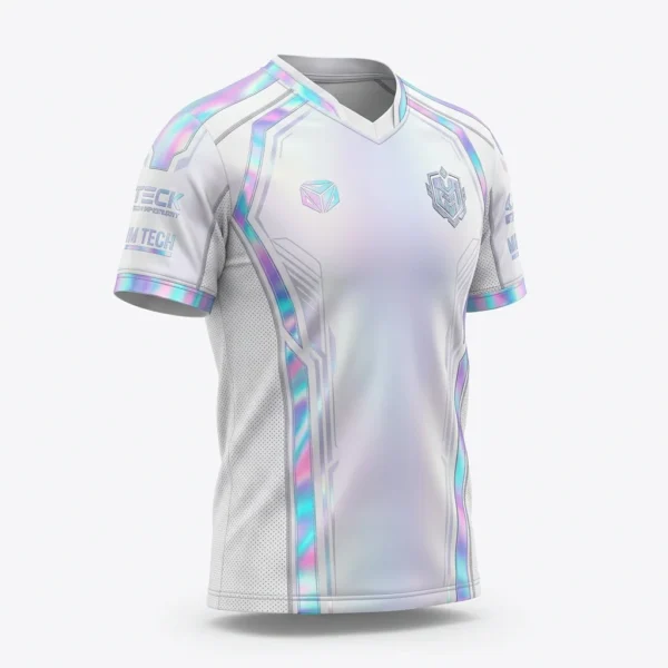 White holographic trim esports jersey