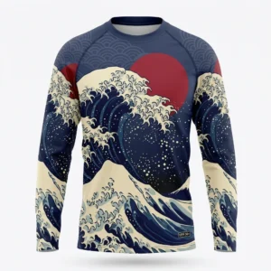 Custom Fishing Jersey – Great Wave & Red Sun Japanese great wave and red sun fishing shirt