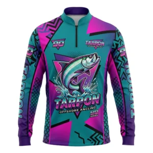 Custom Fishing Jersey – Neon Tarpon Teal and magenta tarpon fishing jersey