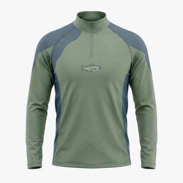 Sage green minimal quarter zip fishing shirt