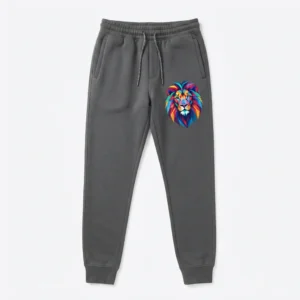 Charcoal joggers with lion print