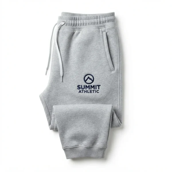 Custom Fleece Joggers – Grey Summit Athletic Grey joggers with thigh logo