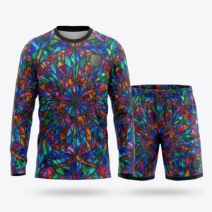 Stained glass print goalkeeper jersey and shorts
