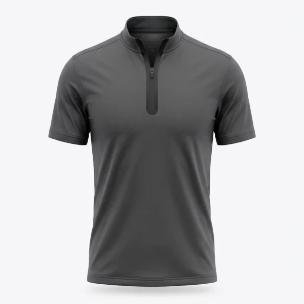 Custom Golf Apparel – Charcoal Zip Performance Polo Charcoal zip placket golf polo