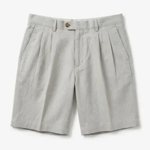 Custom Golf Apparel – Light Grey Pleated Shorts Light grey pleated golf shorts