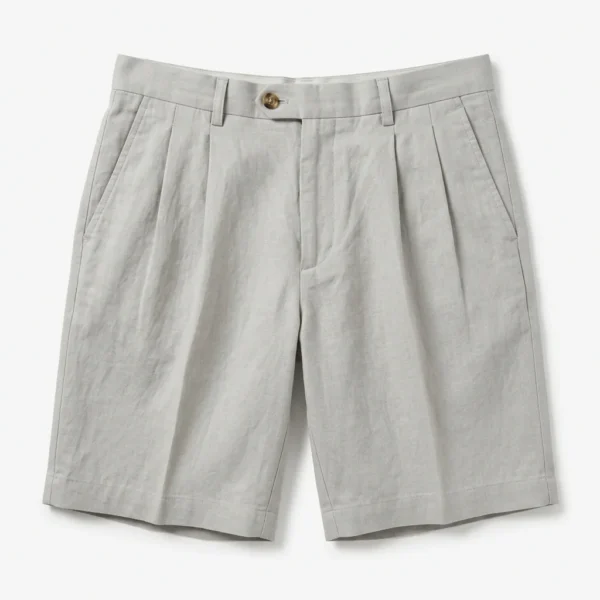 Custom Golf Apparel – Light Grey Pleated Shorts Light grey pleated golf shorts