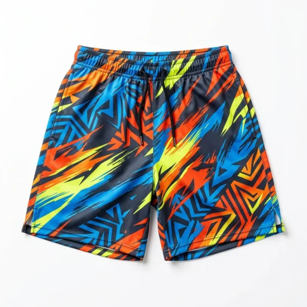Custom Gym Shorts – Neon Abstract Mesh Neon abstract print mesh gym shorts