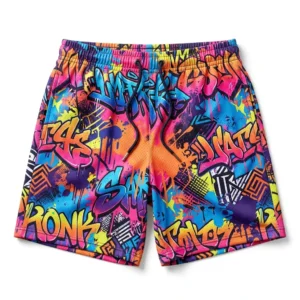 Custom Gym Shorts – Graffiti Print Colourful graffiti print gym shorts