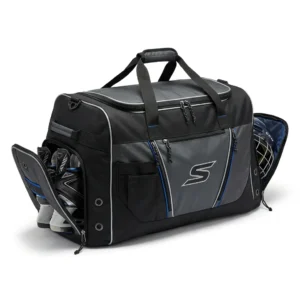 Custom Hockey Equipment Bag – Black Skate Compartment Bag Black hockey bag with open skate compartment