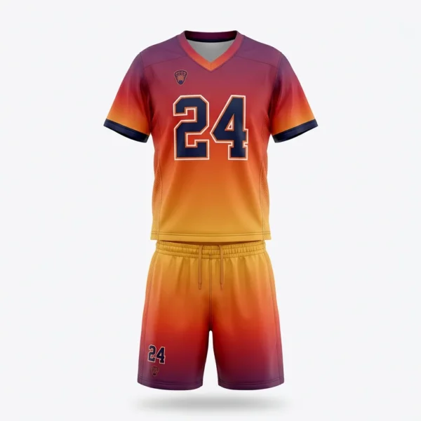 Custom Lacrosse Uniform – Sunset Fade Sunset fade red and yellow lacrosse uniform