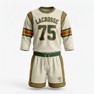 Custom Lacrosse Uniform – Retro Cream & Green Retro cream green and orange lacrosse uniform