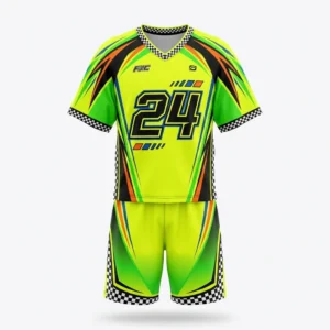 Custom Lacrosse Uniform – Neon Racing Check Neon yellow racing style lacrosse uniform