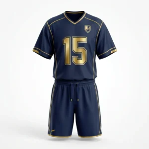 Custom Lacrosse Uniform – Navy & Gold Crest Navy and gold crest lacrosse uniform