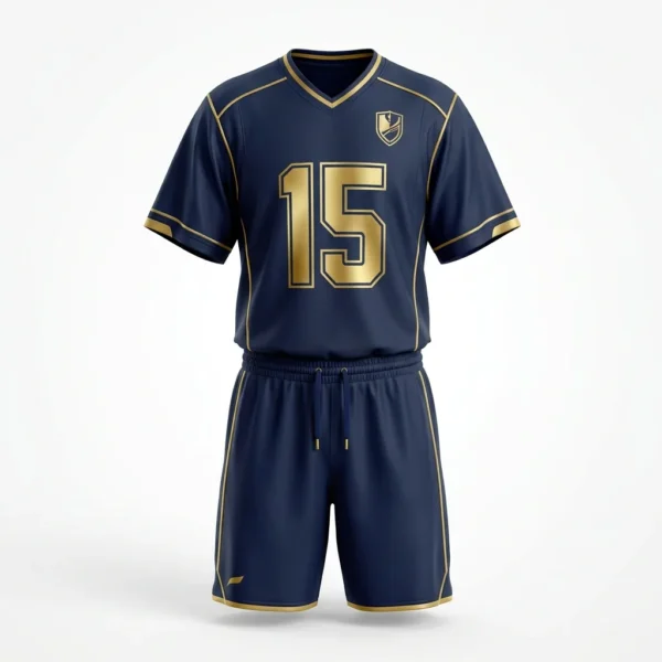 Custom Lacrosse Uniform – Navy & Gold Crest Navy and gold crest lacrosse uniform