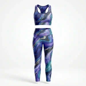 Custom Leggings Set – Purple Marble Swirl Purple marble swirl leggings and sports bra set