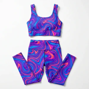 Custom Leggings Set – Psychedelic Swirl Psychedelic swirl print leggings and sports bra set