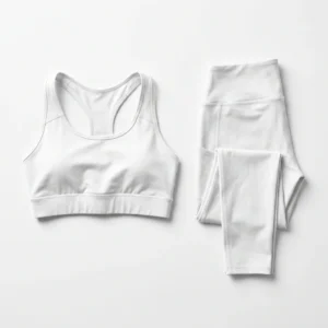 Custom Leggings Set – White Racerback Set White racerback sports bra and folded leggings