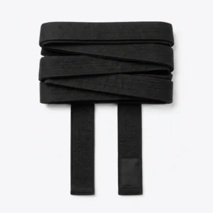 Custom Martial Arts Belt – Black Belt with Rank Bar Ends Folded black martial arts belt with rank bar ends